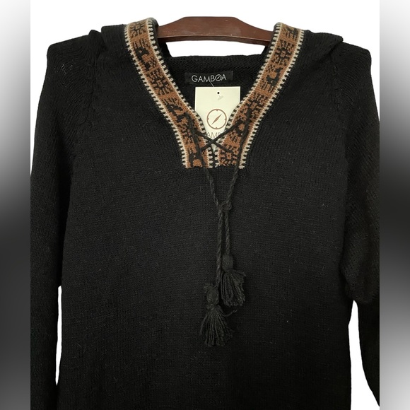 GAMBOA Alpaca Women’s Black Hoodie Alpaca Wool Made in Peru NWT - Picture 5 of 15